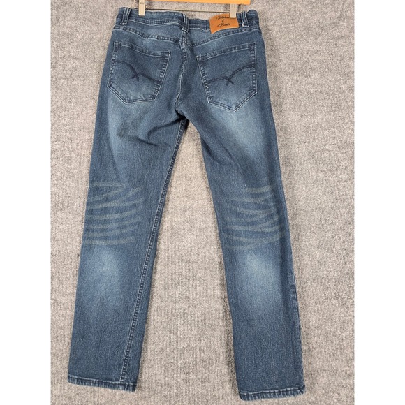 Stitches & Rivets Mens Blue Wash Slim Fit Jeans Size 32x30 Distressed Detail - Picture 6 of 8